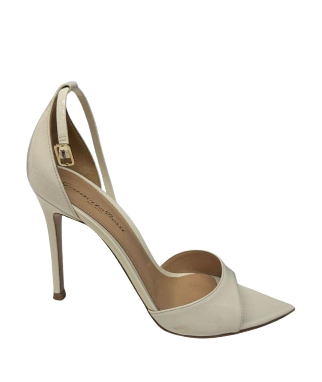 GIANVITO ROSSI Белые босоножки из лакированной кожи, фото 1