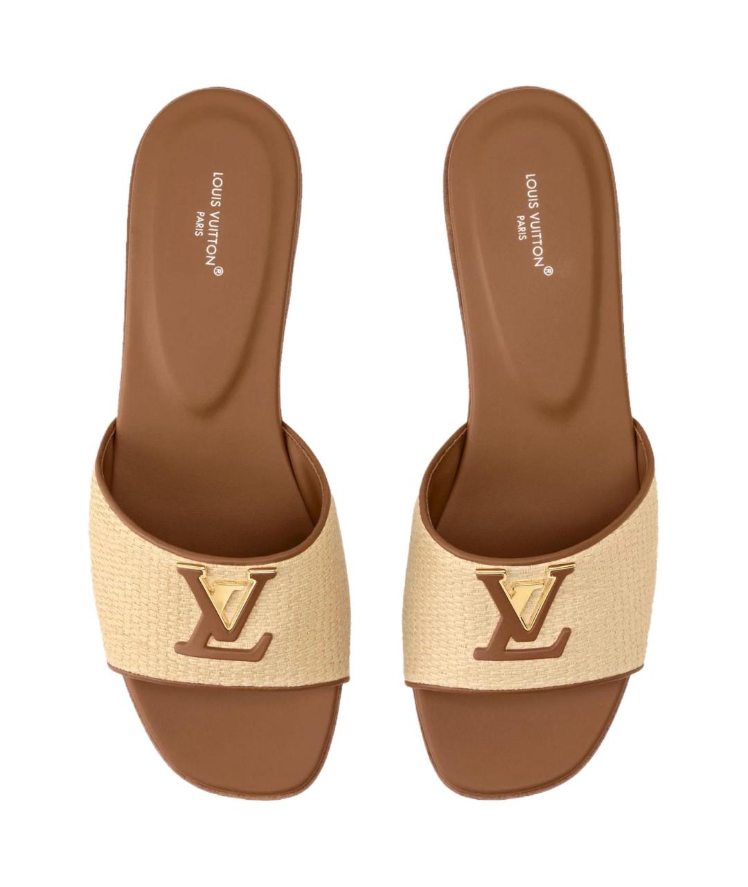 LOUIS VUITTON Коричневые текстильные шлепанцы, фото 4