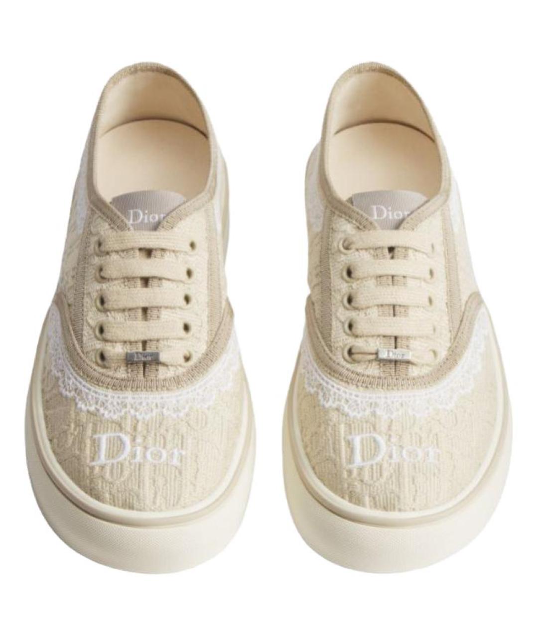 CHRISTIAN DIOR Бежевые текстильные кроссовки, фото 4