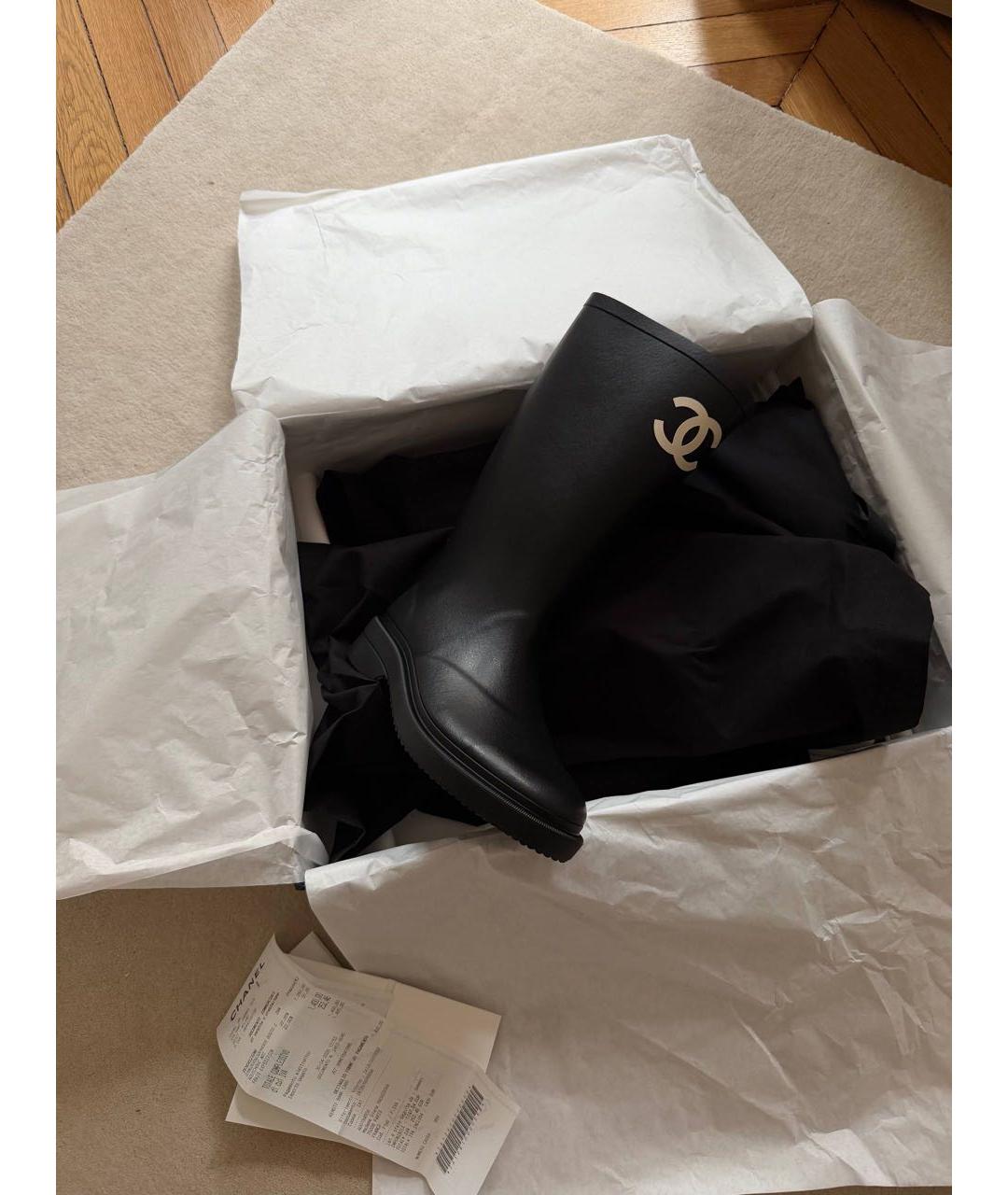 CHANEL Черные резиновые сапоги, фото 3