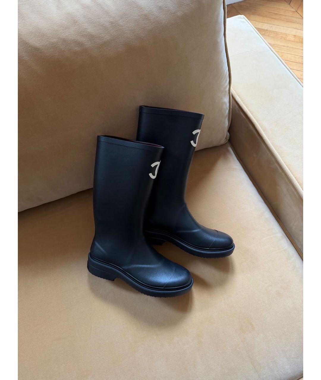 CHANEL Черные резиновые сапоги, фото 4