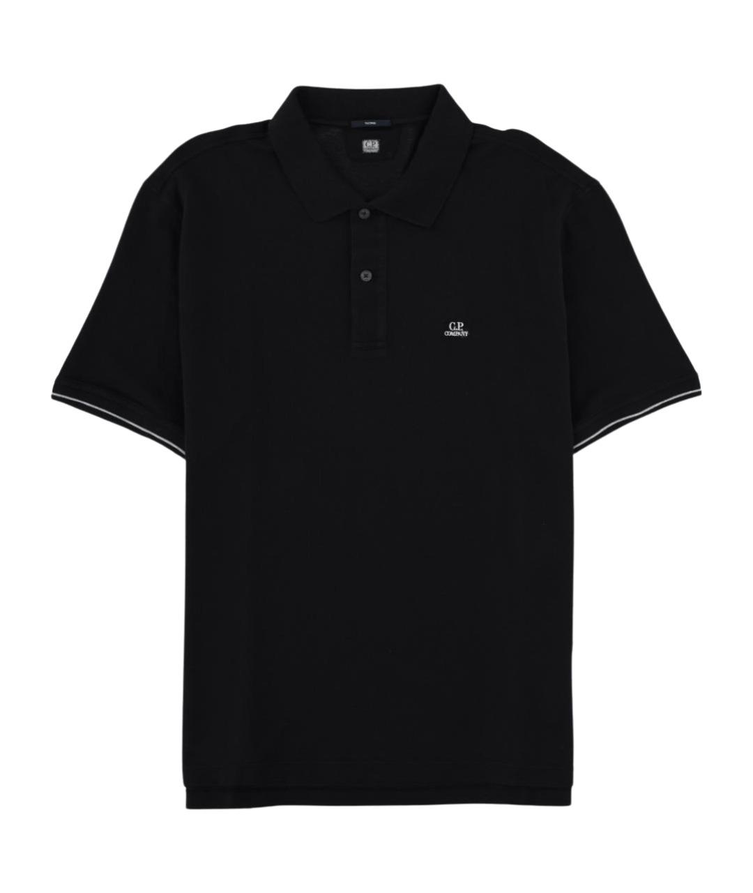 CP COMPANY Черное хлопковое поло с коротким рукавом, фото 1
