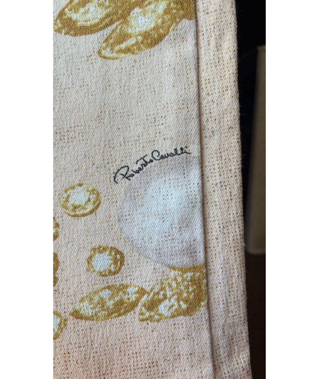 ROBERTO CAVALLI Коралловые хлопко-эластановые прямые джинсы, фото 5