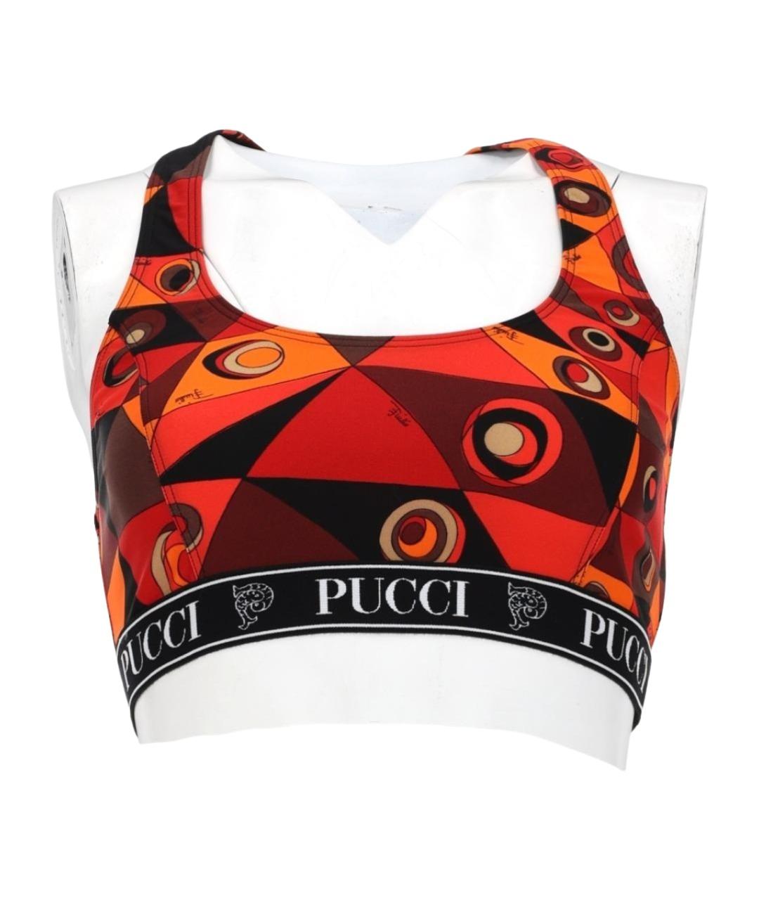 PUCCI Оранжевая полиамидовая майка, фото 1