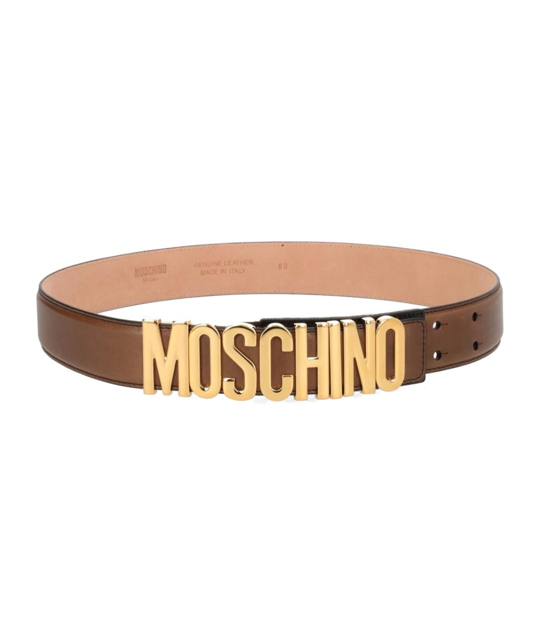 MOSCHINO Коричневый кожаный ремень, фото 1