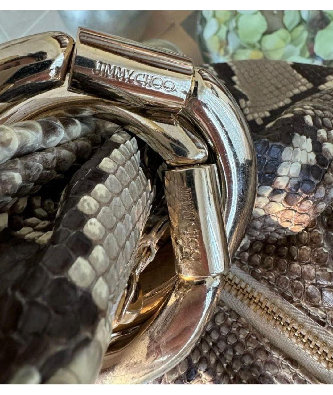 JIMMY CHOO Бежевая сумка с короткими ручками из экзотической кожи, фото 3