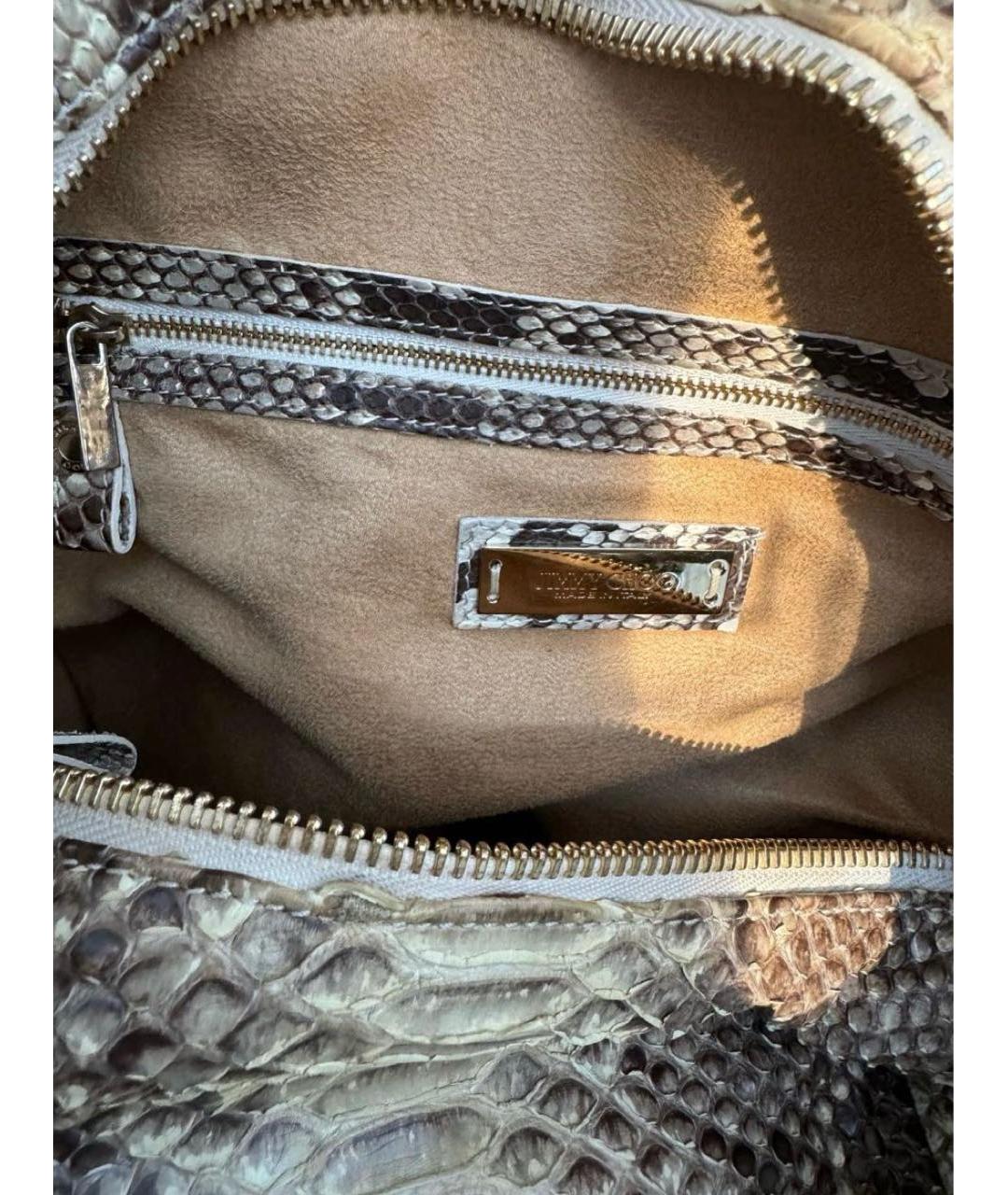 JIMMY CHOO Бежевая сумка с короткими ручками из экзотической кожи, фото 4
