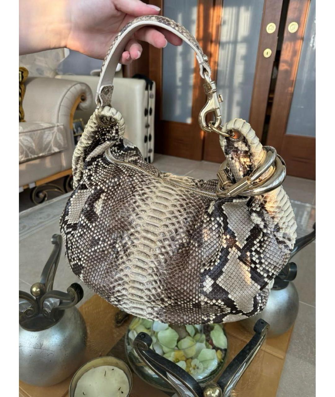 JIMMY CHOO Бежевая сумка с короткими ручками из экзотической кожи, фото 2