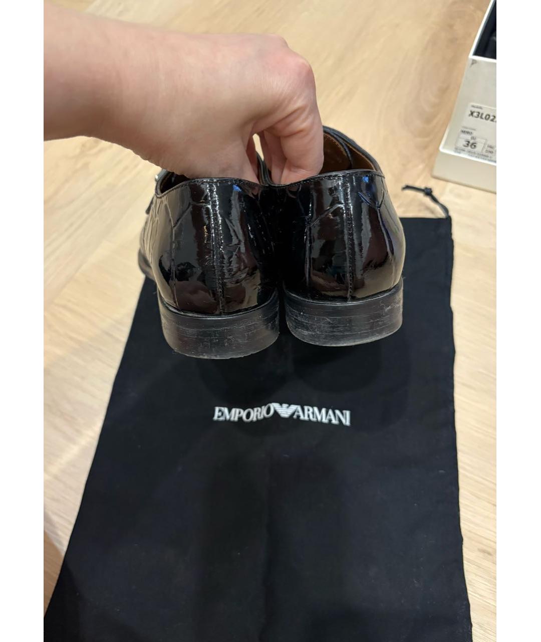 EMPORIO ARMANI Черные лоферы из лакированной кожи, фото 4