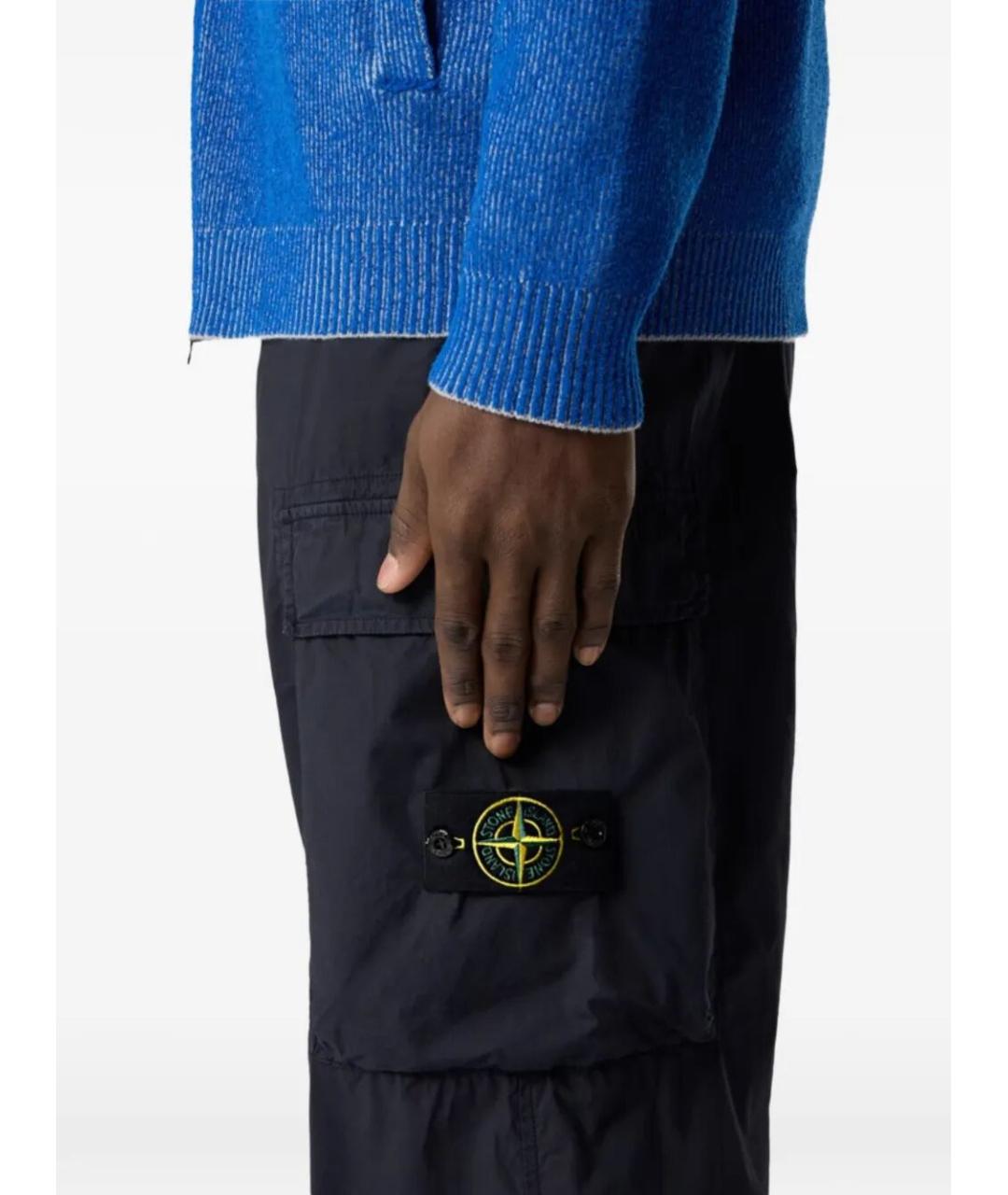 STONE ISLAND Синие хлопковые повседневные брюки, фото 4