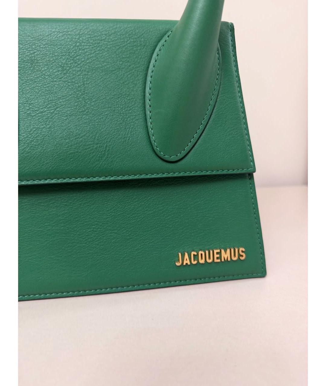 JACQUEMUS Зеленая кожаная сумка с короткими ручками, фото 6