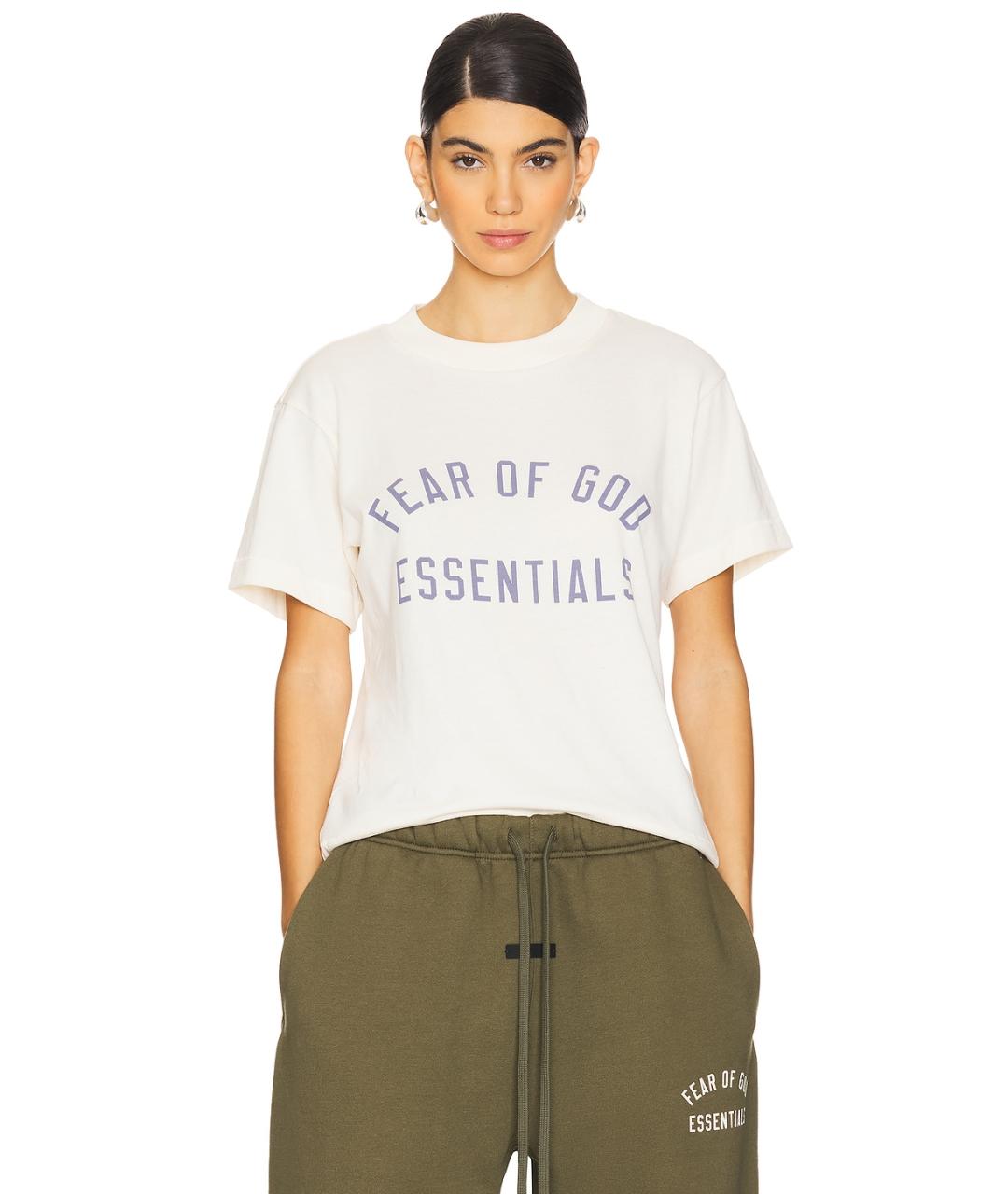 FEAR OF GOD ESSENTIALS Бежевая хлопковая футболка, фото 3