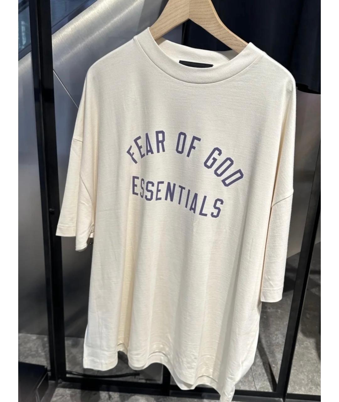 FEAR OF GOD ESSENTIALS Бежевая хлопковая футболка, фото 3