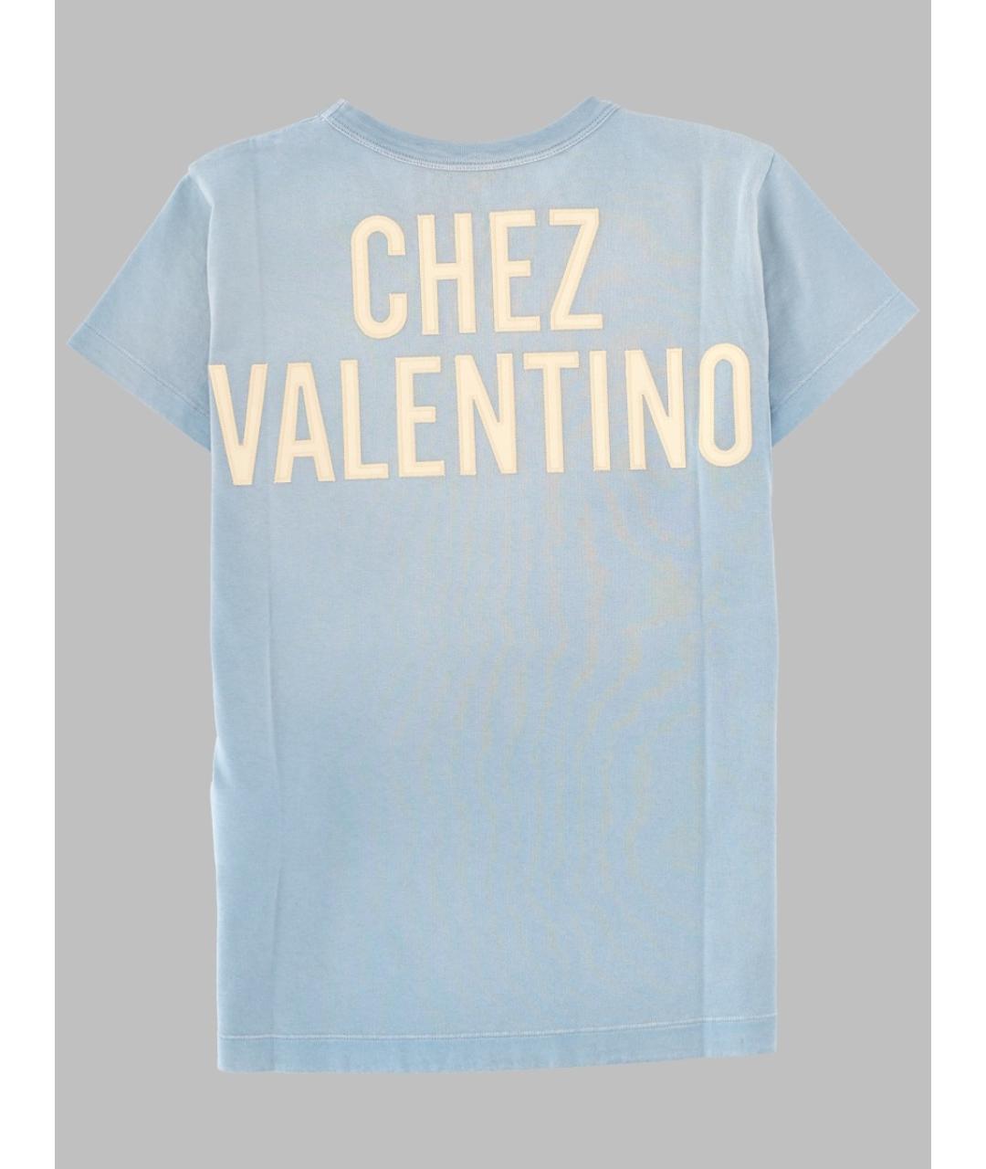 VALENTINO Голубая хлопковая футболка, фото 2