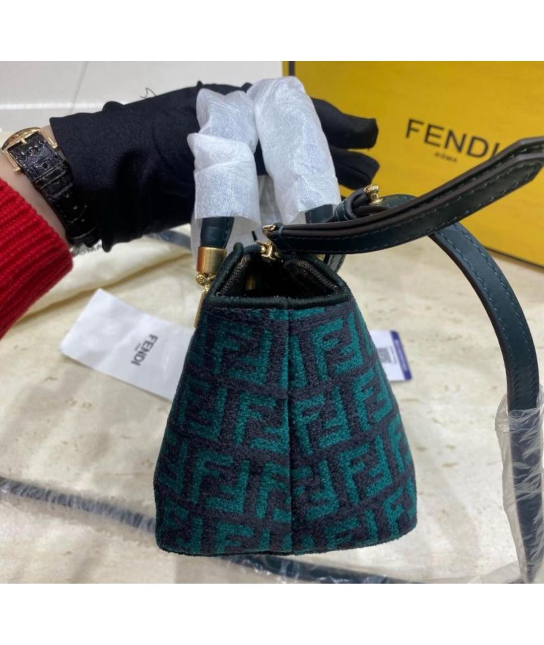 FENDI Бирюзовая сумка с короткими ручками, фото 4