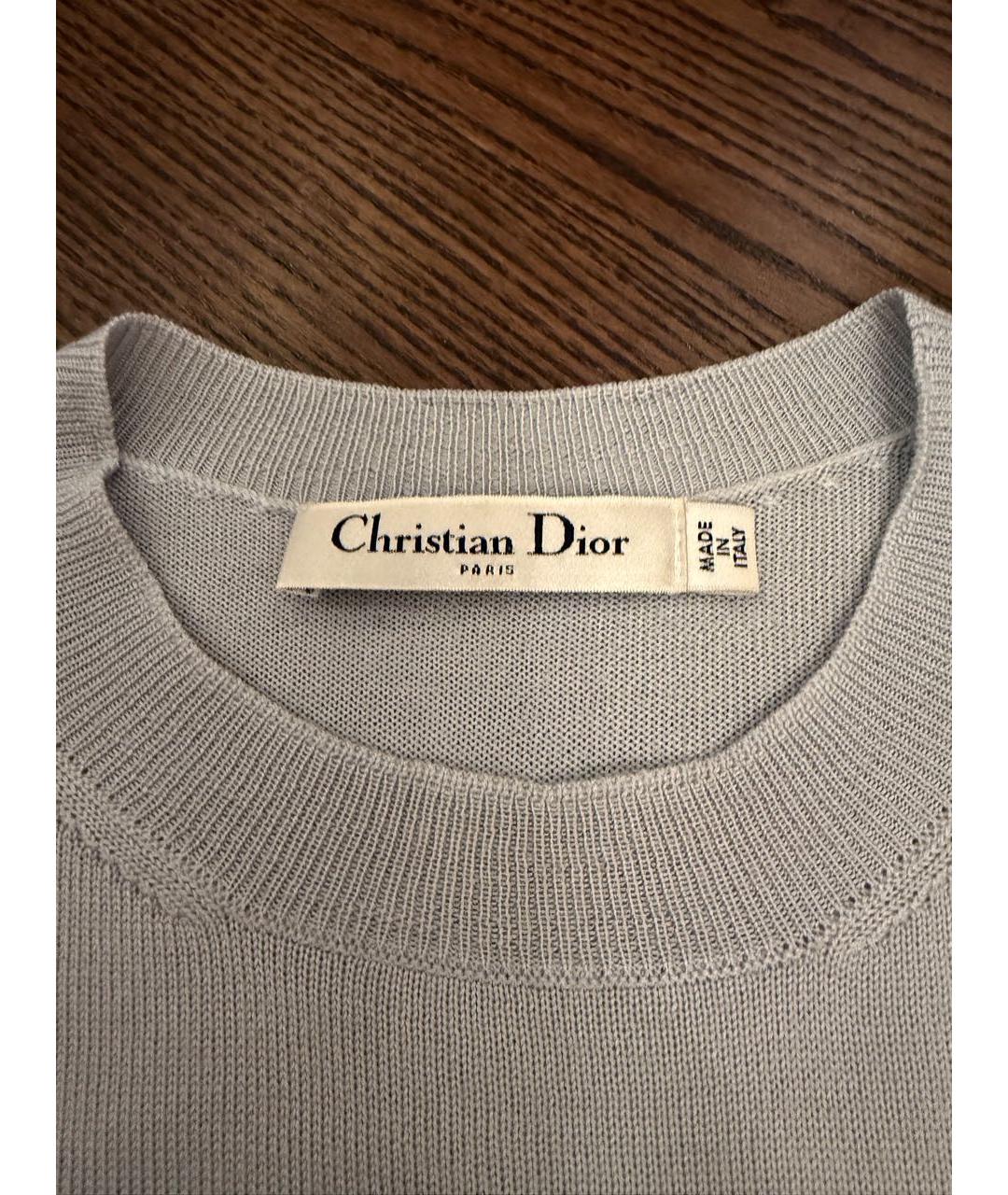 CHRISTIAN DIOR Голубой шерстяной джемпер / свитер, фото 2