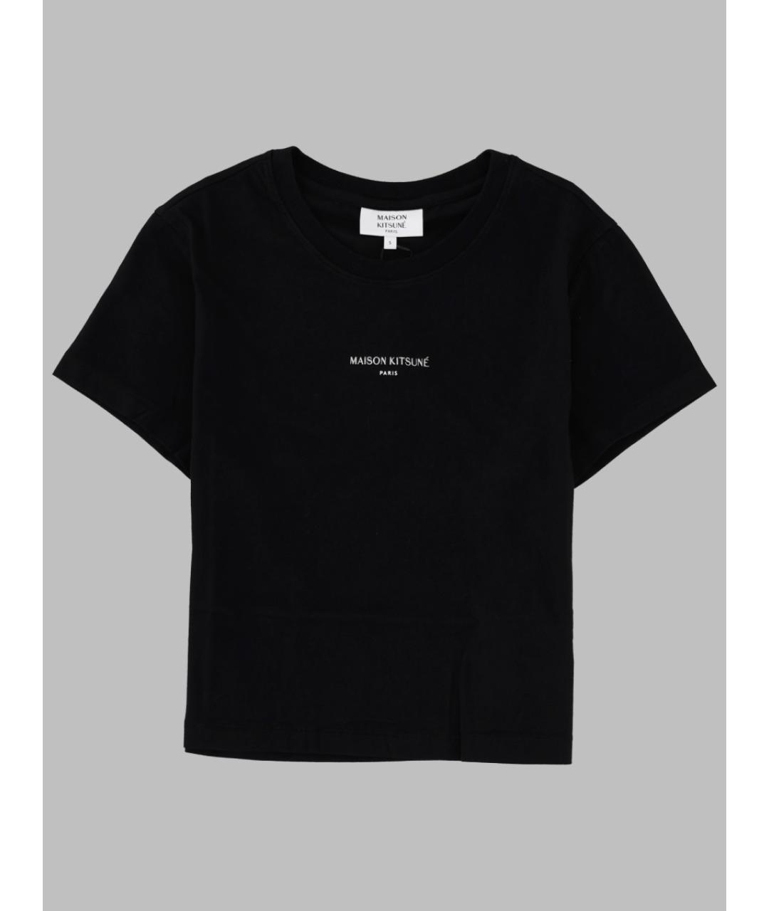 MAISON KITSUNE Черная хлопковая футболка, фото 3