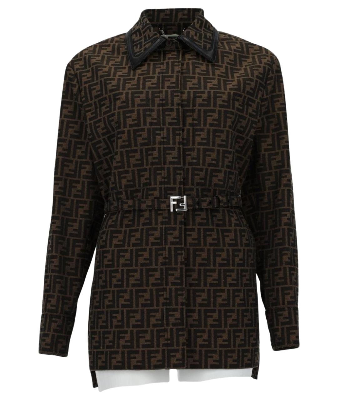 FENDI Коричневая полиэстеровая куртка, фото 1
