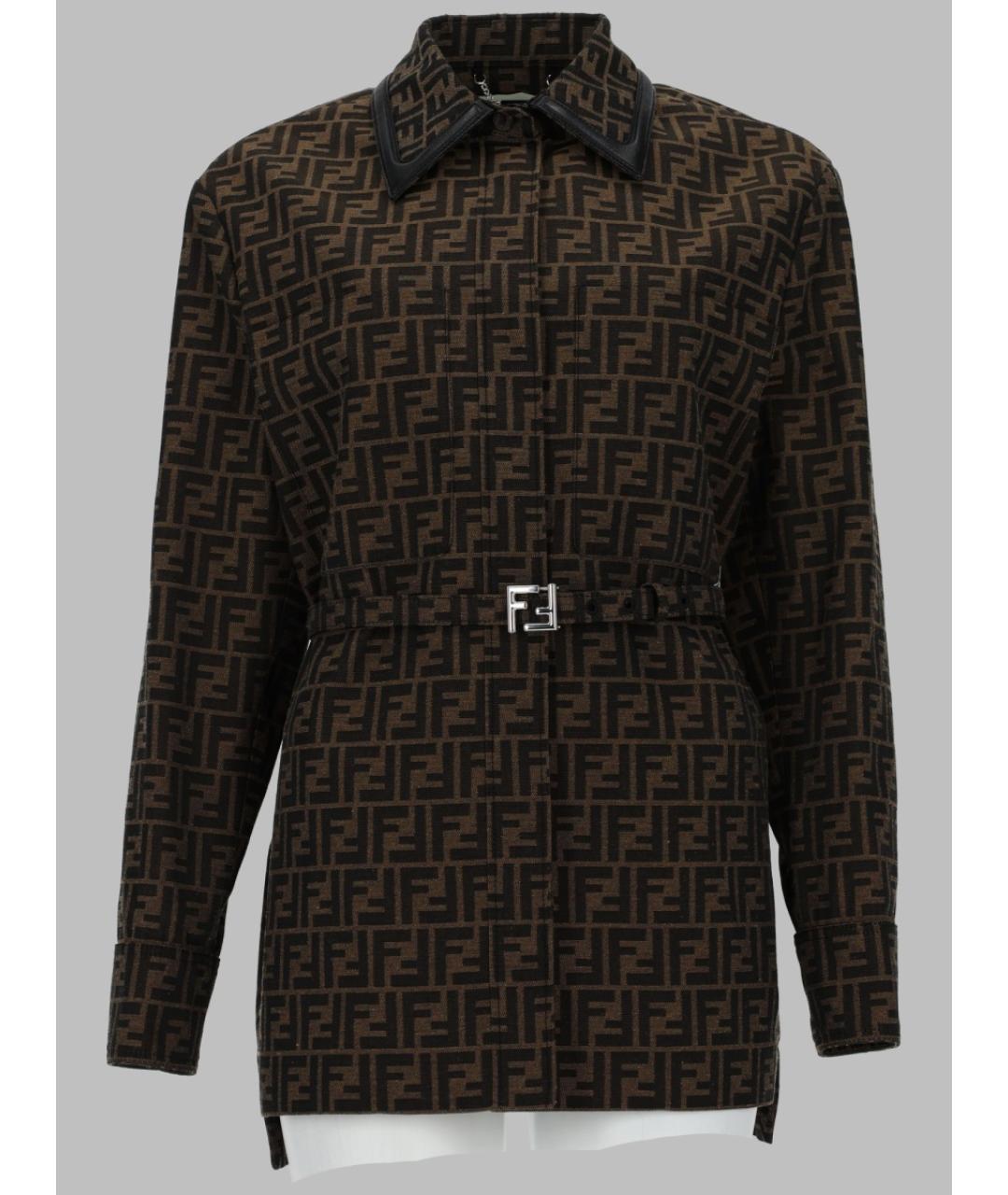 FENDI Коричневая полиэстеровая куртка, фото 3