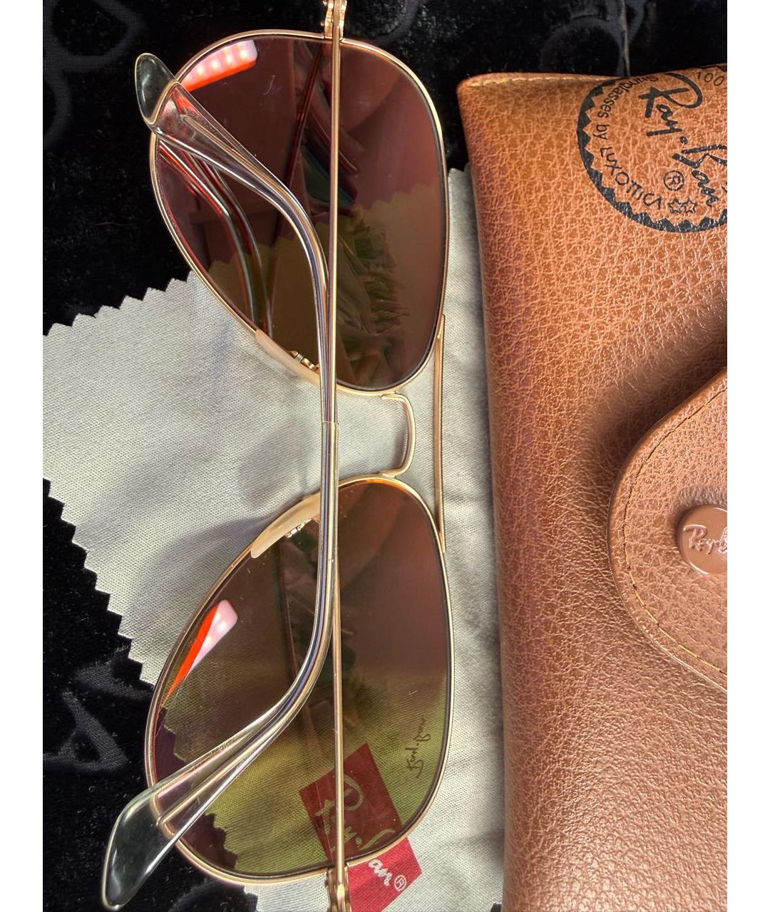 RAY BAN Золотые металлические солнцезащитные очки, фото 2