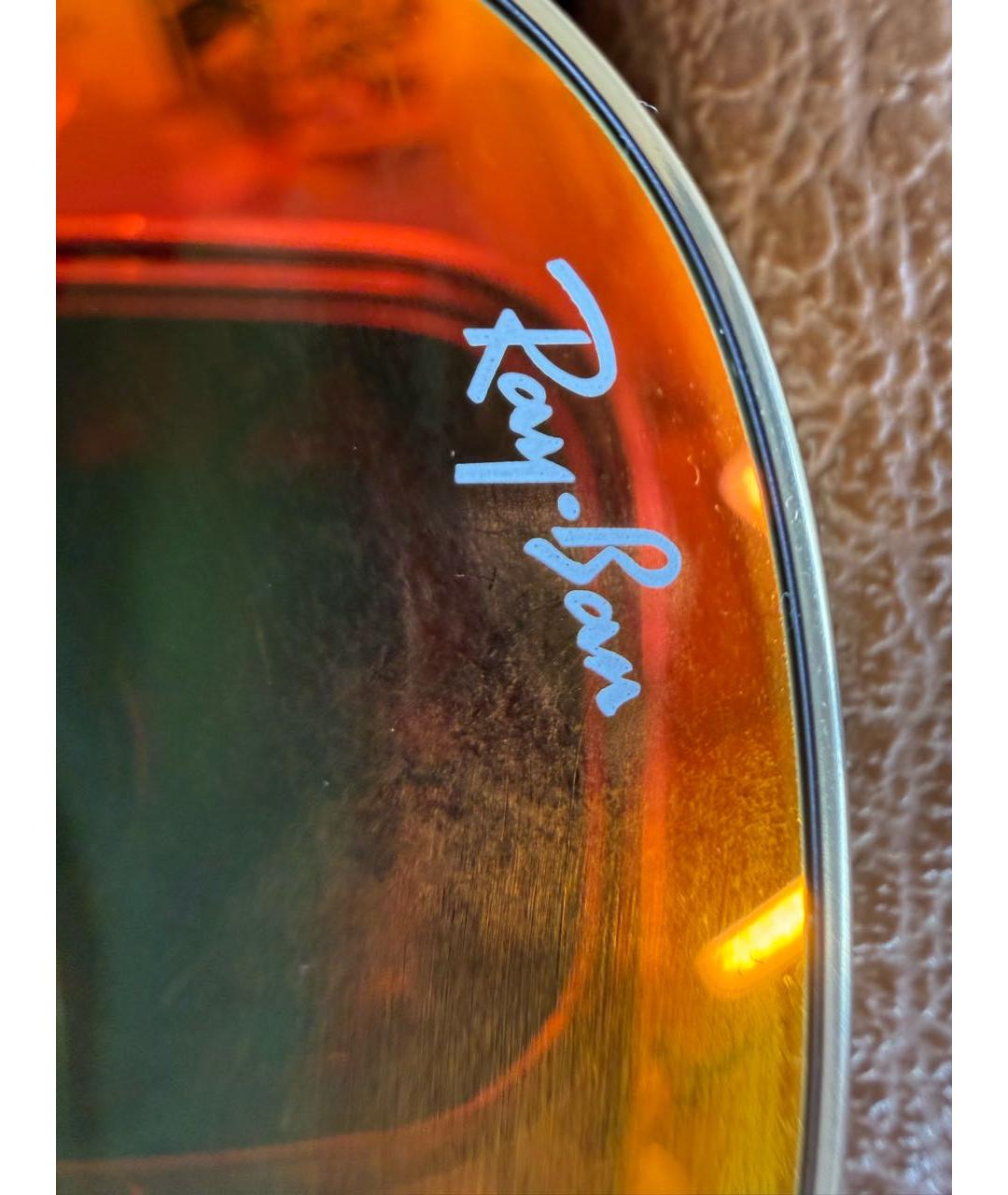 RAY BAN Золотые металлические солнцезащитные очки, фото 3