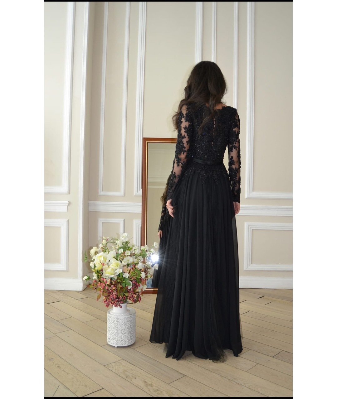 BADGLEY MISCHKA Черное шифоновое вечернее платье, фото 2