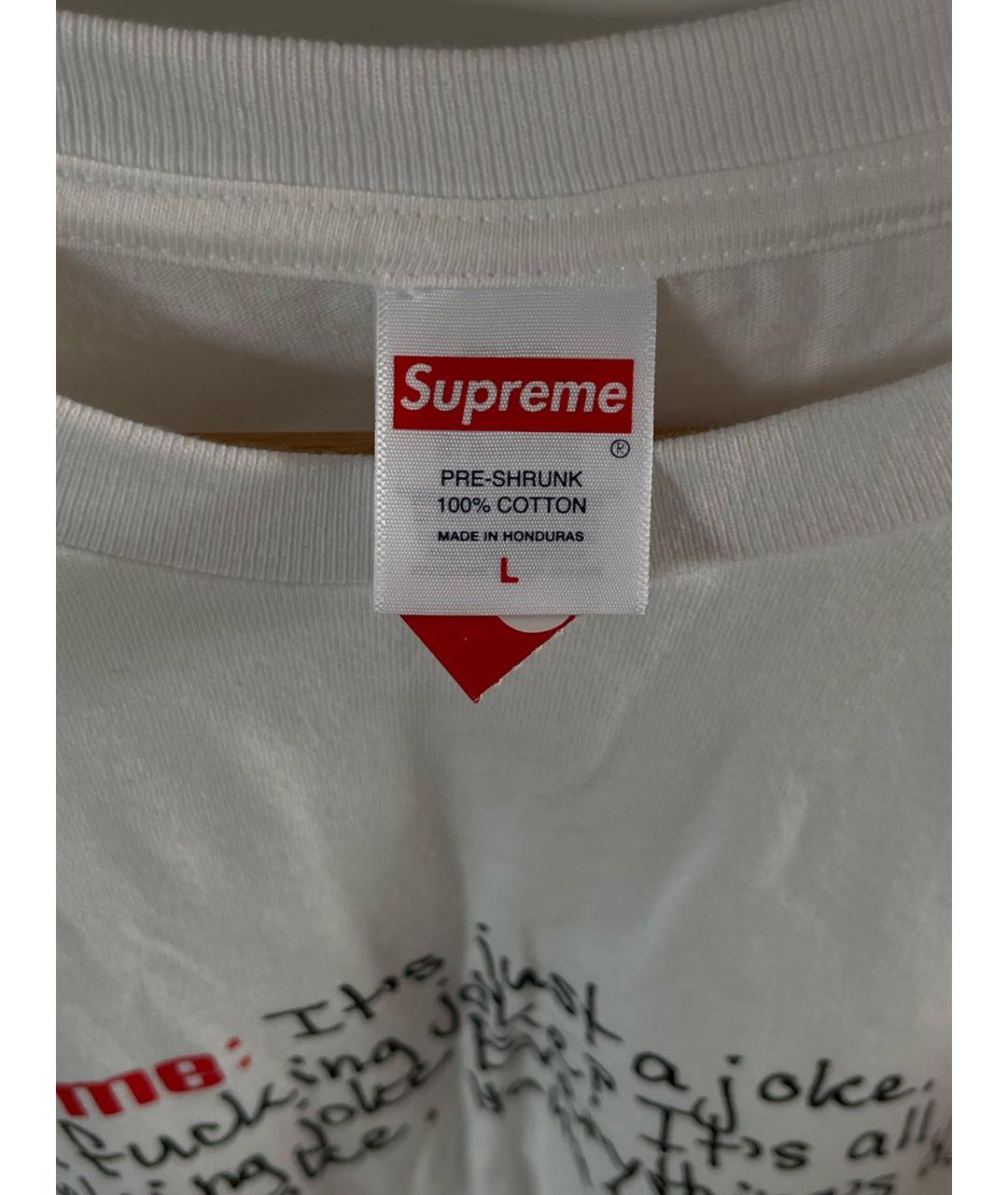 SUPREME Белая хлопковая футболка, фото 3