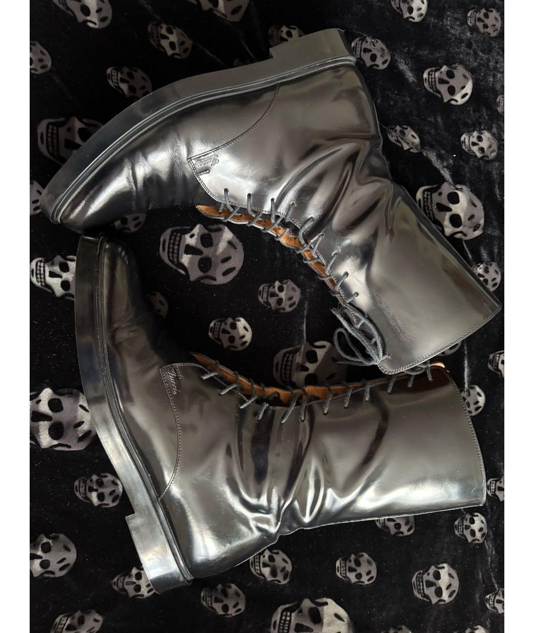GUCCI Черные высокие ботинки из лакированной кожи, фото 7