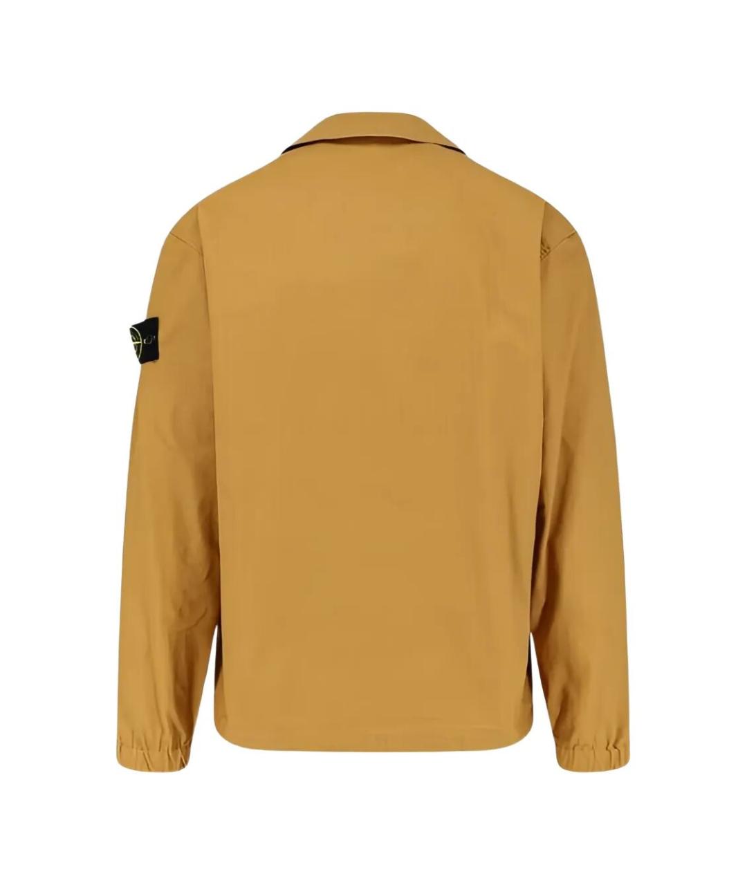 STONE ISLAND Горчичная хлопковая кэжуал рубашка, фото 2
