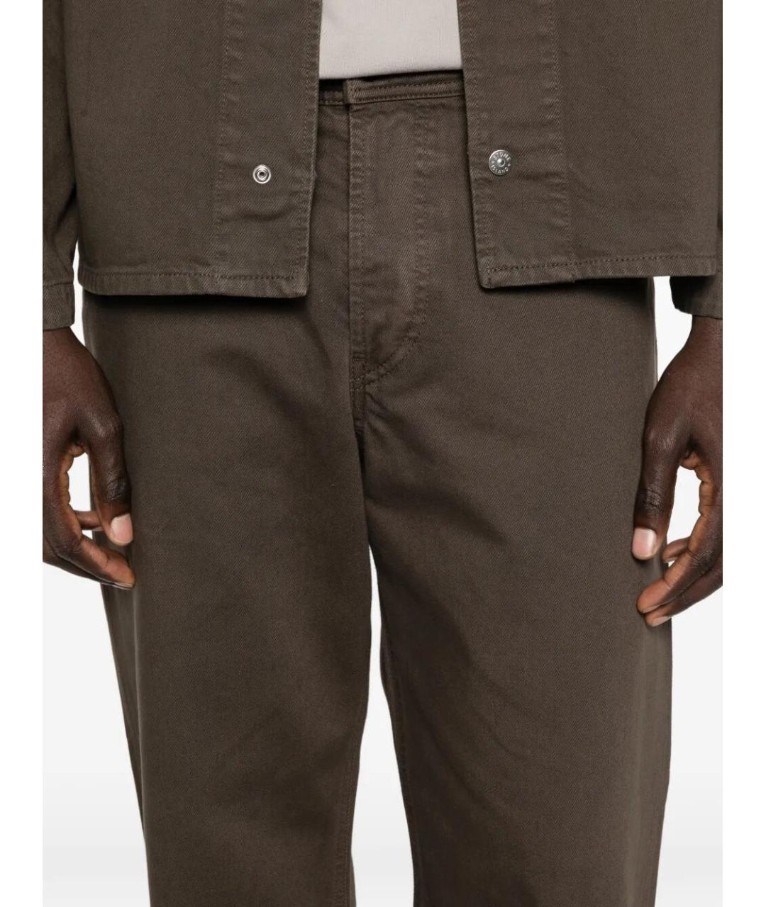 STONE ISLAND Коричневые хлопковые прямые джинсы, фото 5