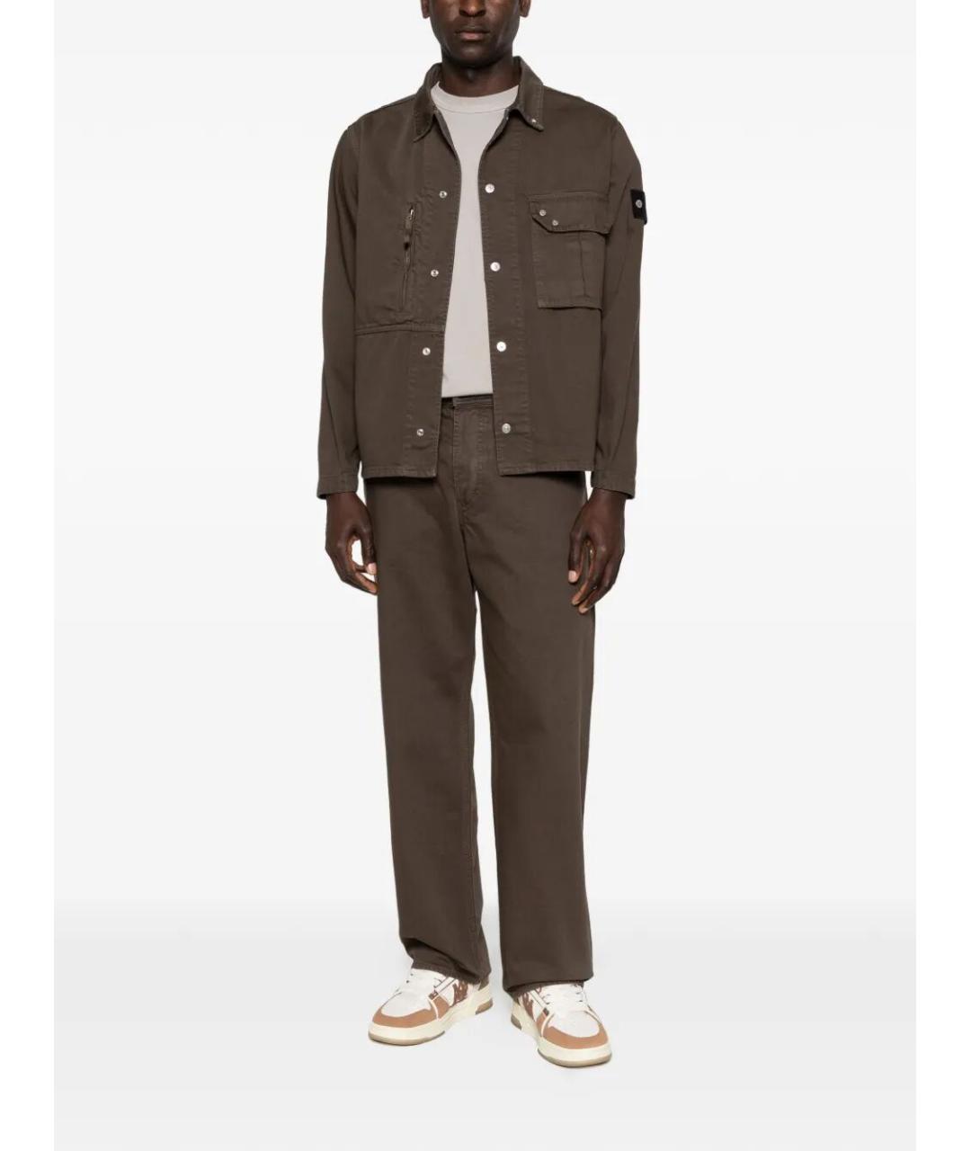 STONE ISLAND Коричневые хлопковые прямые джинсы, фото 2