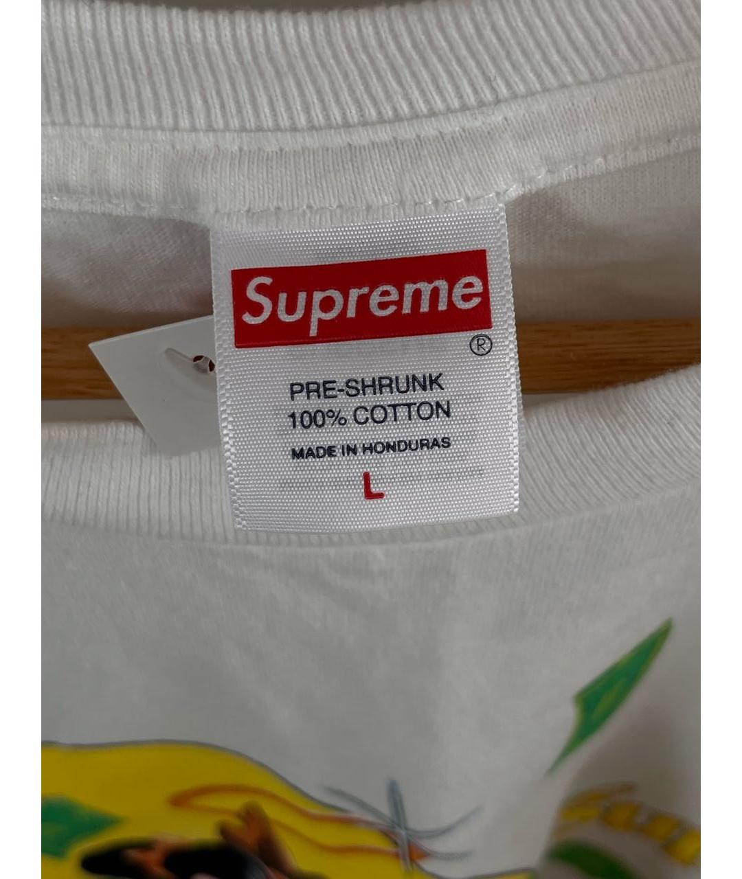 SUPREME Белая хлопковая футболка, фото 3