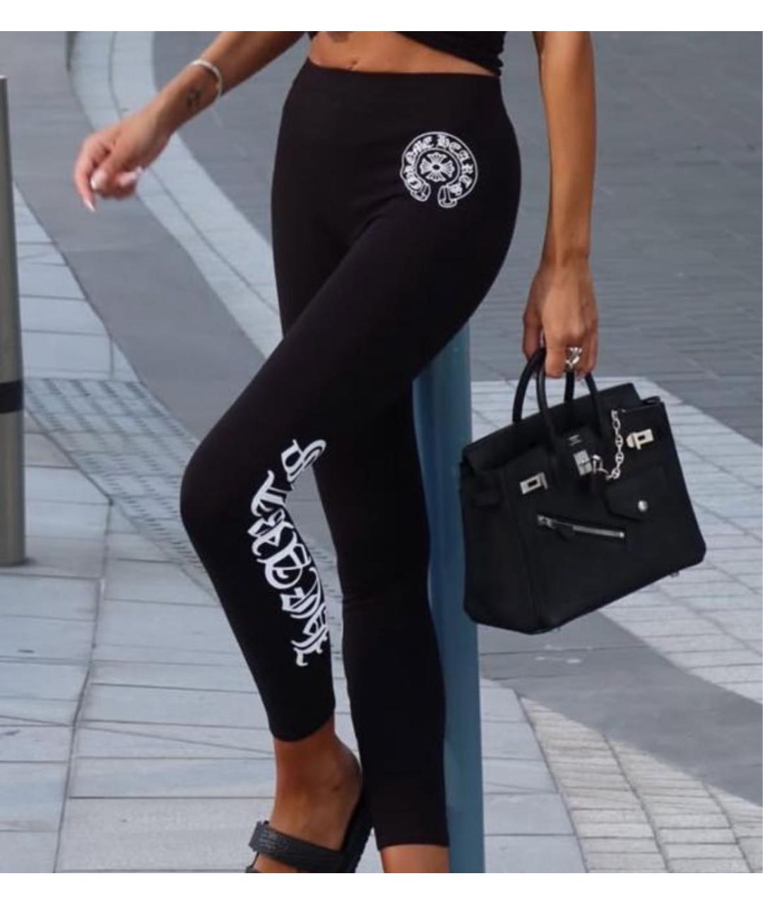 CHROME HEARTS Черные хлопковые леггинсы и велосипедки, фото 5