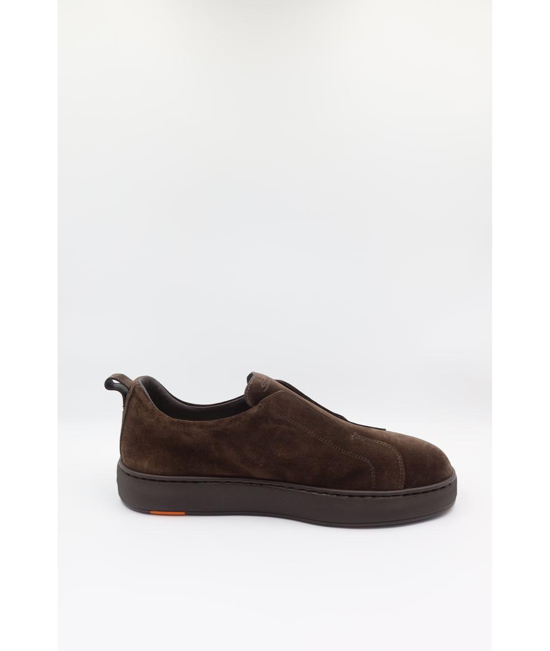 SANTONI Коричневые замшевые низкие кроссовки / кеды, фото 4