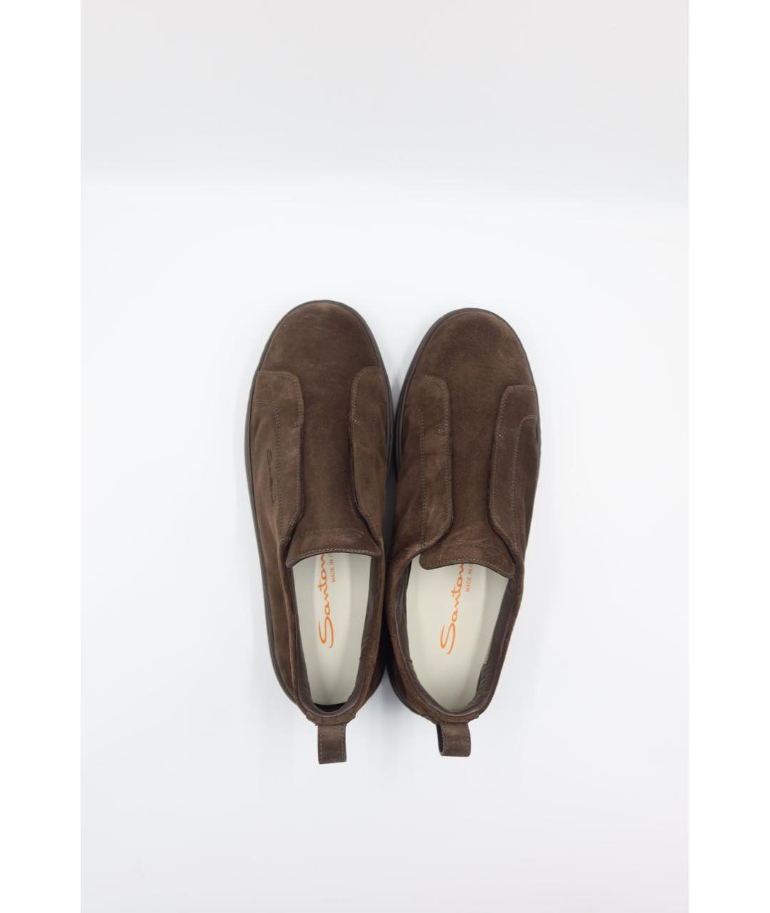 SANTONI Коричневые замшевые низкие кроссовки / кеды, фото 6