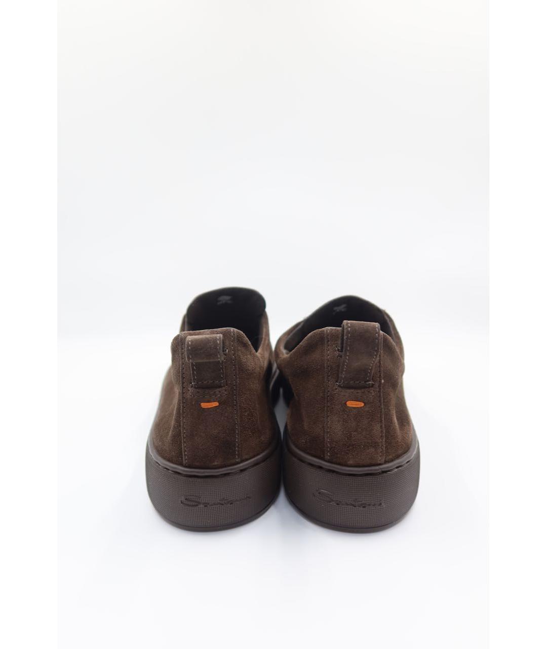 SANTONI Коричневые замшевые низкие кроссовки / кеды, фото 5