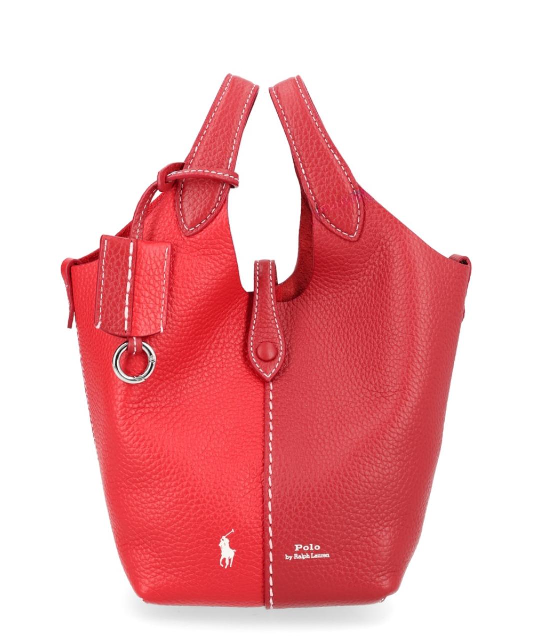 POLO RALPH LAUREN Красная кожаная сумка тоут, фото 1