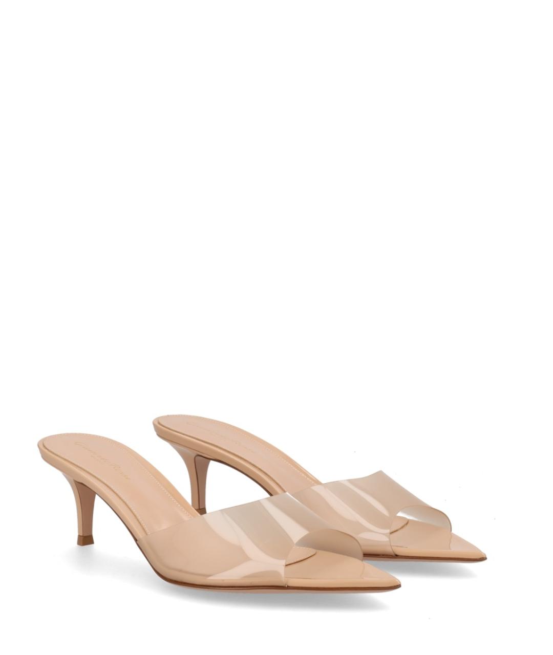 GIANVITO ROSSI Бежевые кожаные мюли, фото 2