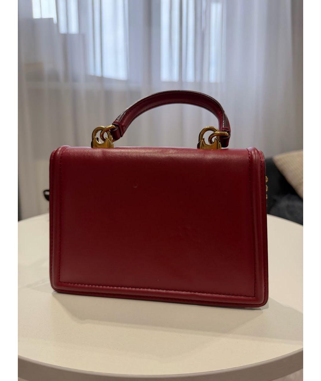 DOLCE&GABBANA Бордовая кожаная сумка с короткими ручками, фото 6