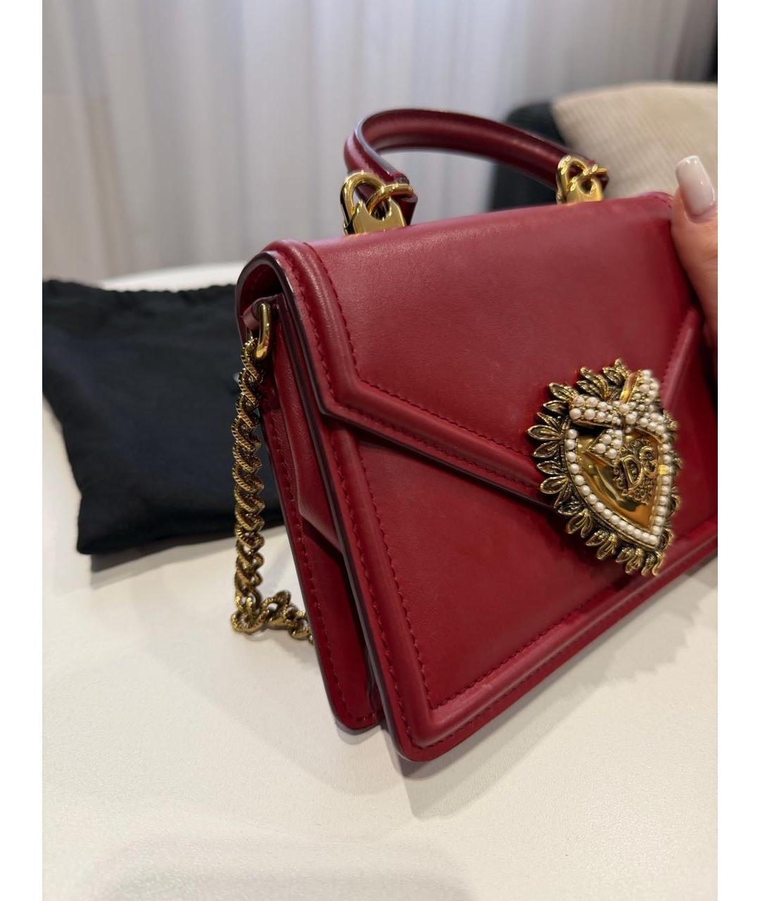 DOLCE&GABBANA Бордовая кожаная сумка с короткими ручками, фото 2