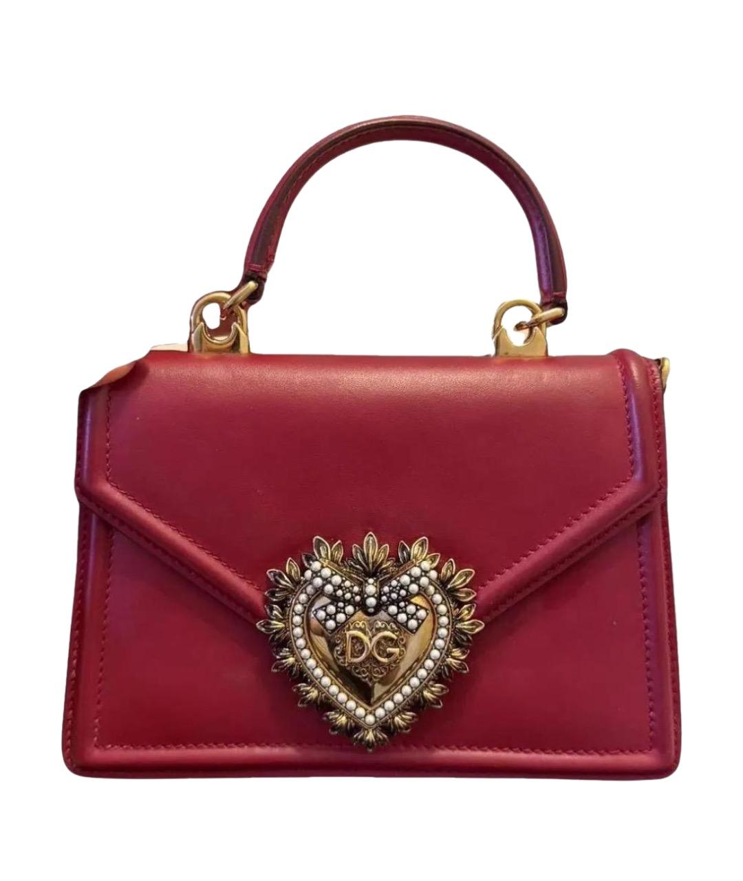 DOLCE&GABBANA Бордовая кожаная сумка с короткими ручками, фото 1