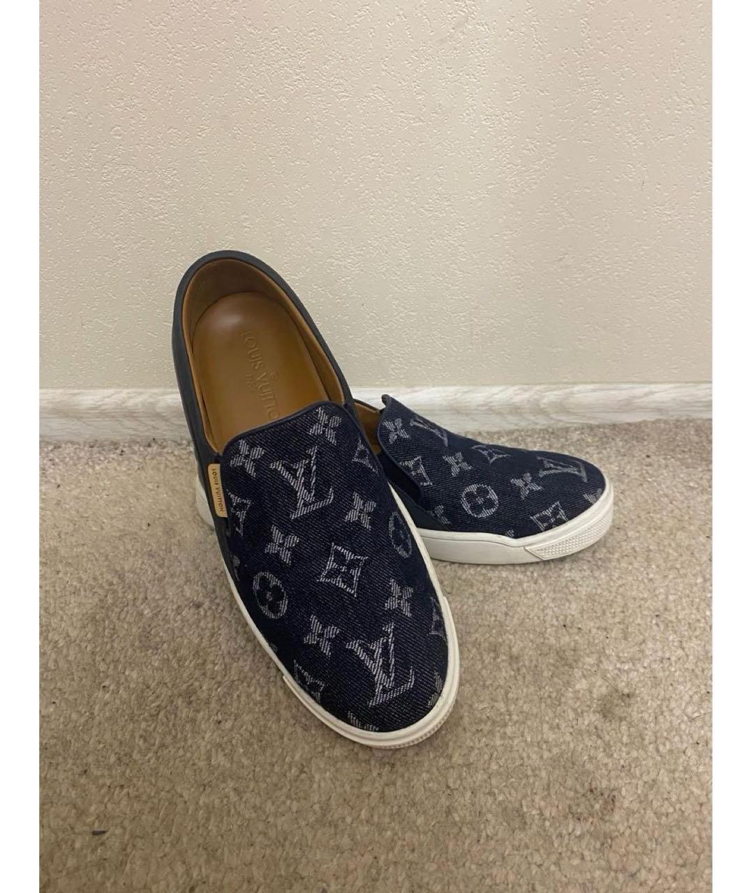 LOUIS VUITTON Синие текстильные слипоны, фото 2