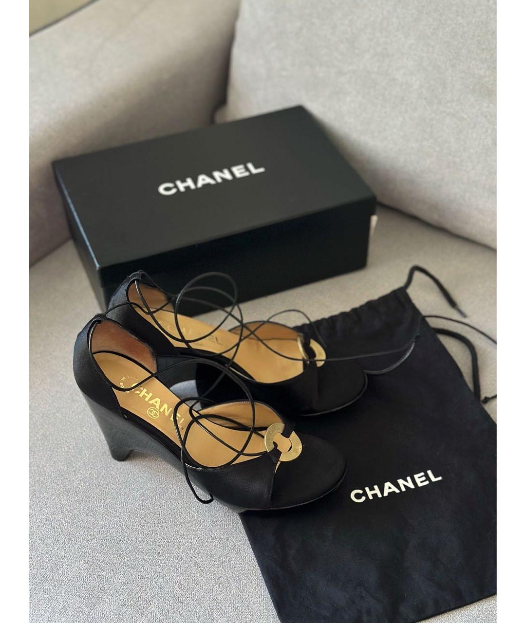 CHANEL Черные босоножки, фото 3
