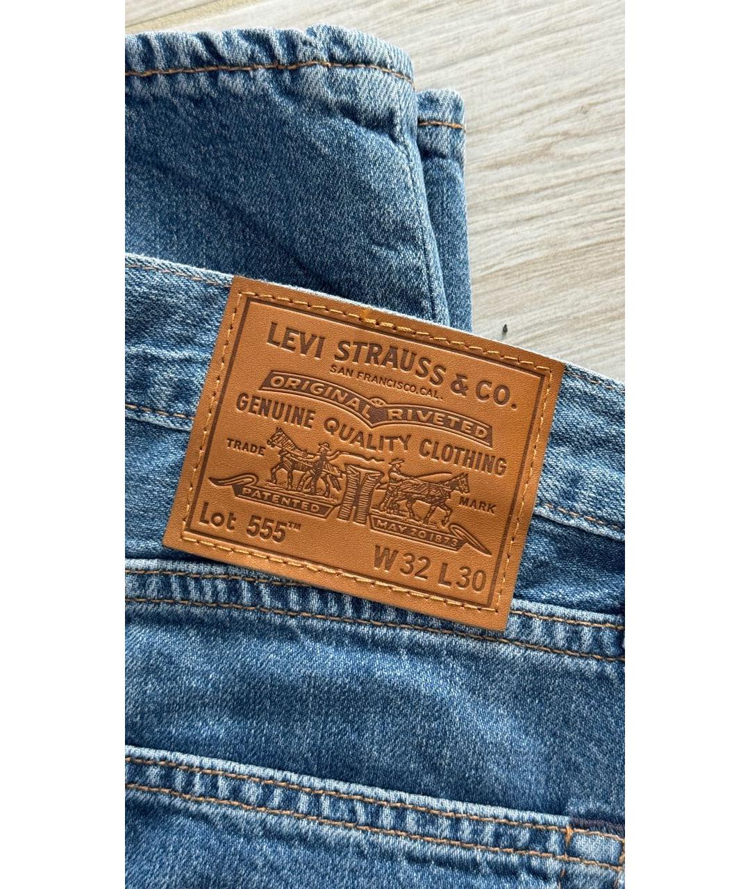 LEVI'S Голубые хлопковые прямые джинсы, фото 4