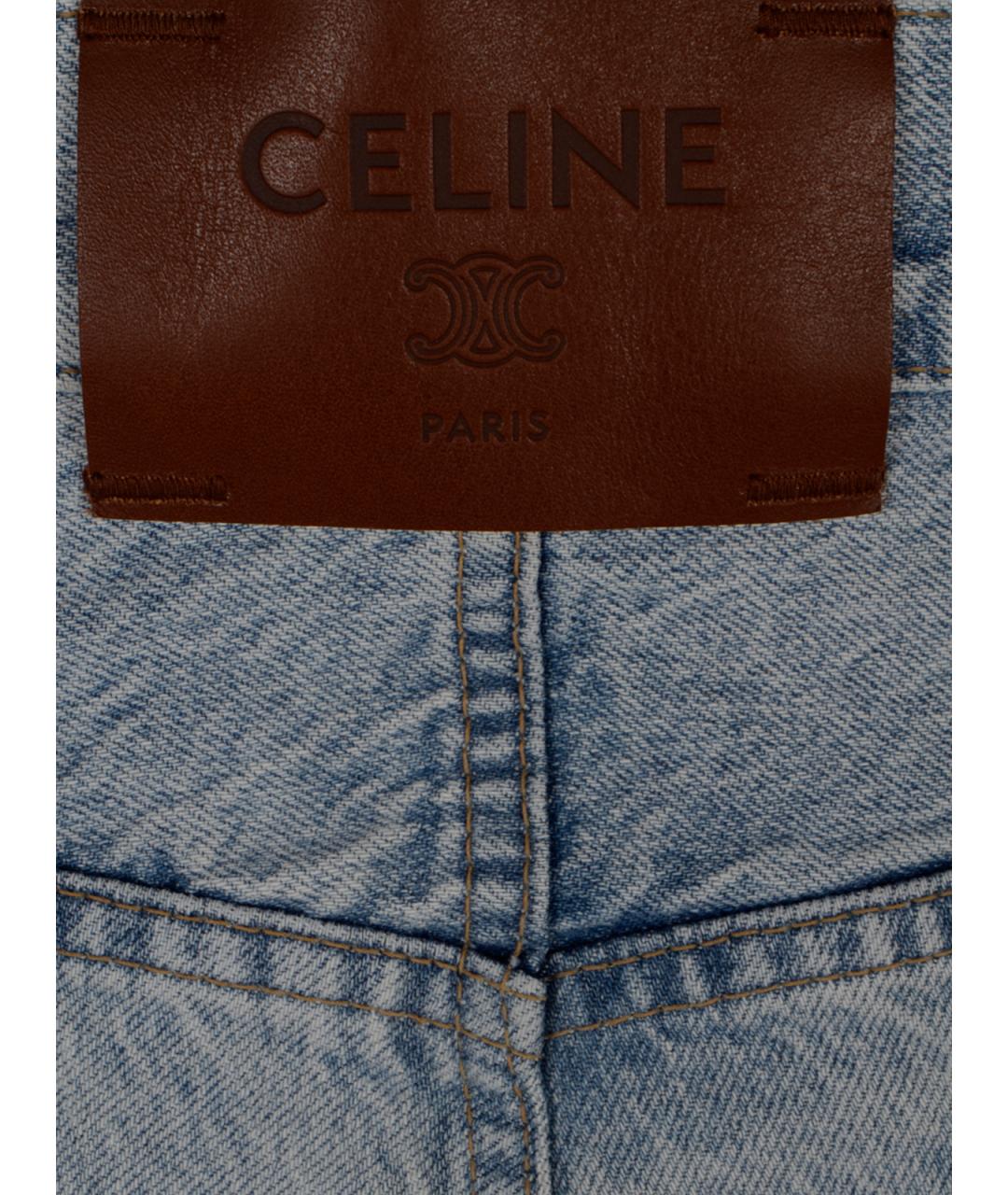 CELINE Голубые хлопковые прямые джинсы, фото 3