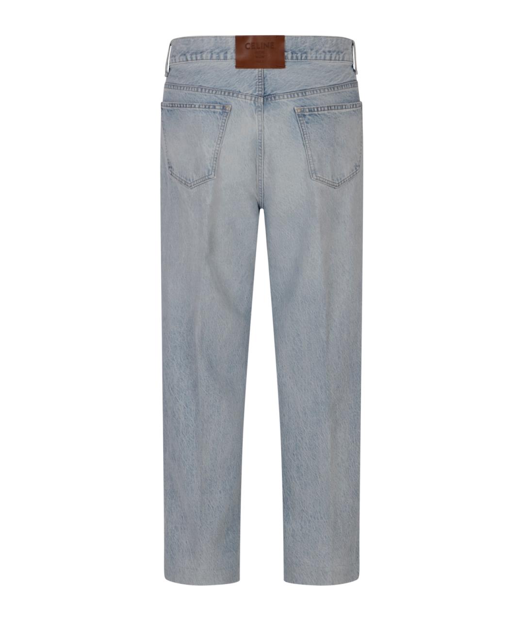 CELINE Голубые хлопковые прямые джинсы, фото 2
