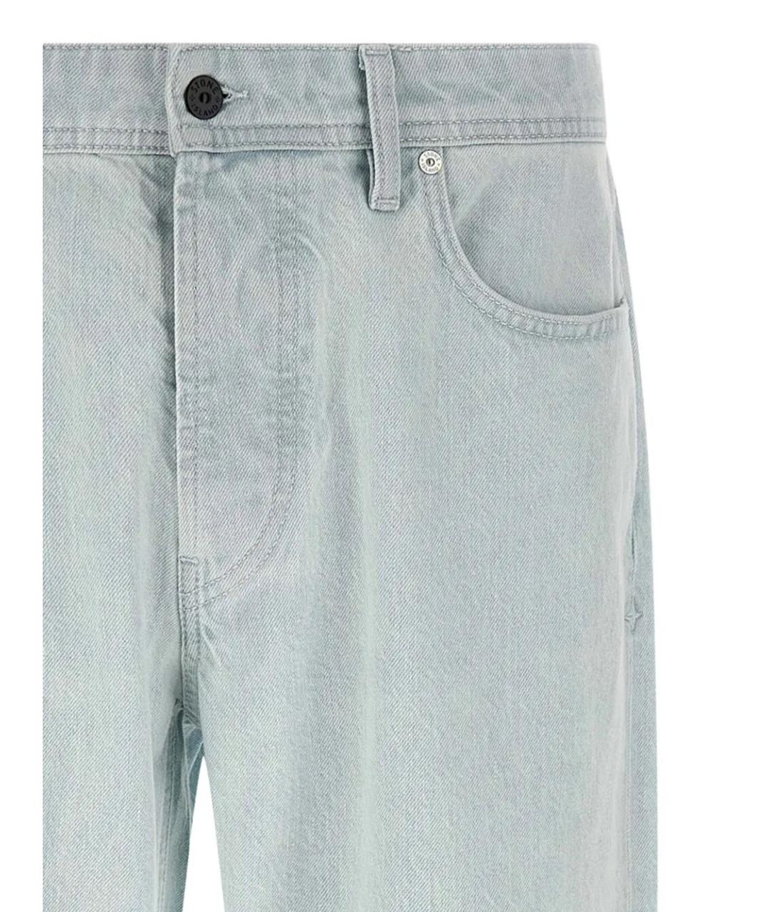 STONE ISLAND Синие хлопковые прямые джинсы, фото 4