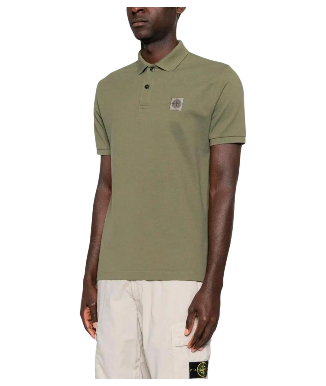 STONE ISLAND Зеленое хлопковое поло с коротким рукавом, фото 4