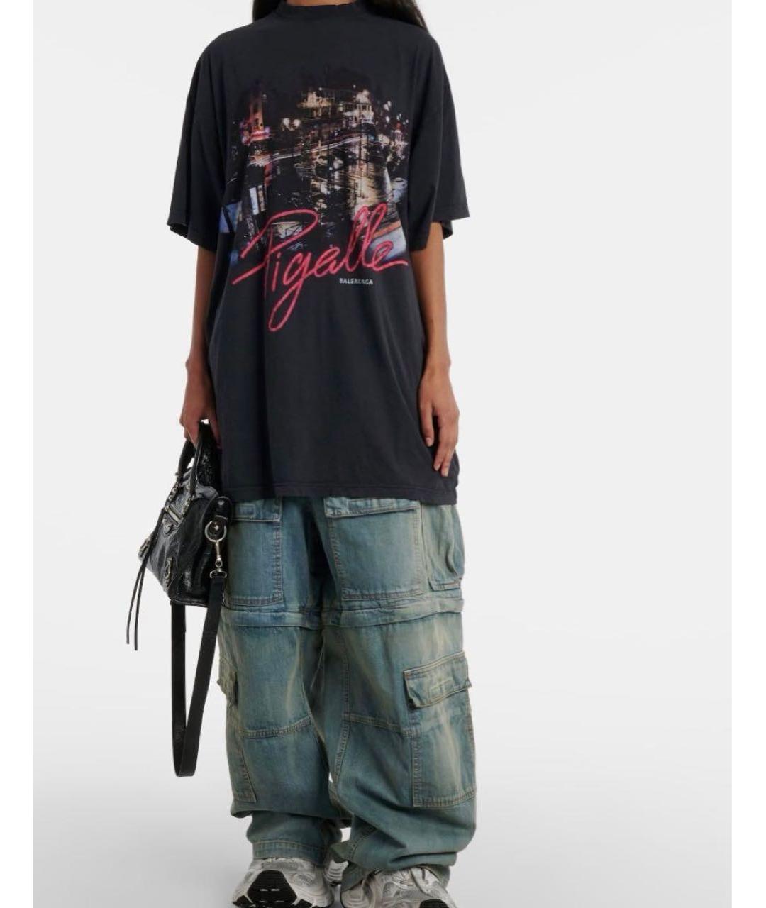 BALENCIAGA Антрацитовая хлопковая футболка, фото 2