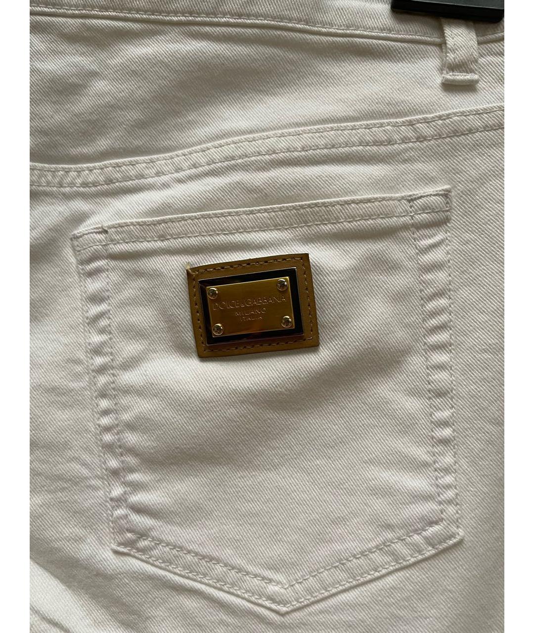 DOLCE&GABBANA Белые хлопковые прямые джинсы, фото 4